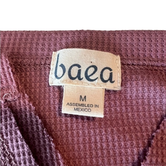 NEW BAEA Los Angeles Pink Waffle Knit Splitneck Pullover with Wide Sleeve NEW - Picture 14 of 16